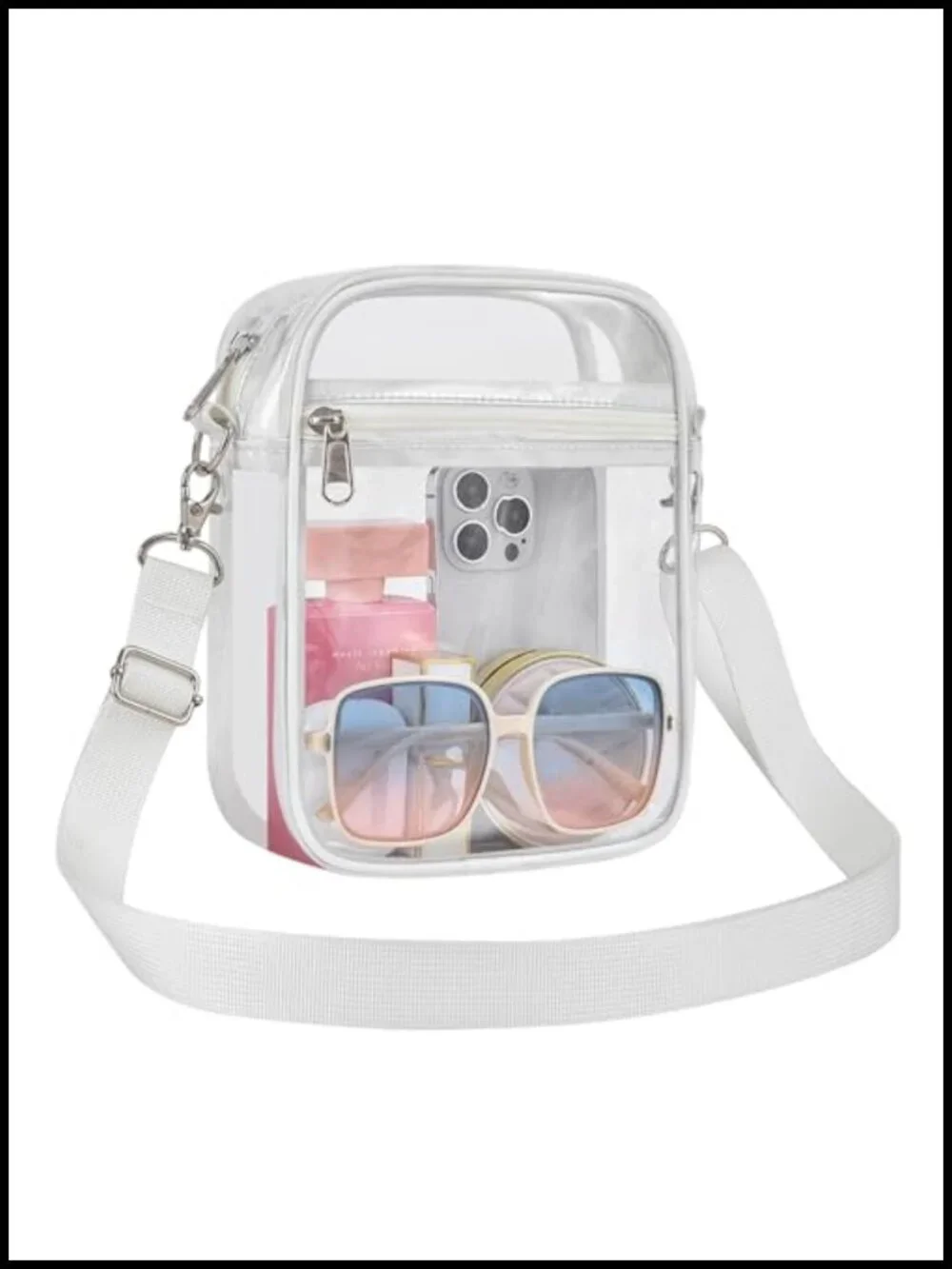Clear Stadium Approved Crossbody Satchel Purse PVC Dual Compartment Adjustable
